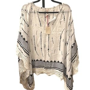 Raga Lace Trim Poncho Top NEW